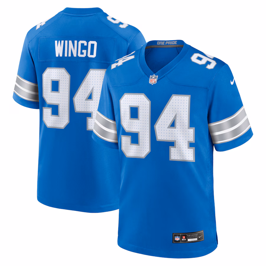 Men's Detroit Lions Mekhi Wingo Nike  Blue Team Game Jersey - ujerseystore