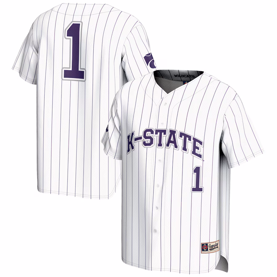 Men's GameDay Greats #1 White Kansas State Wildcats Lightweight Baseball Jersey - ujerseystore