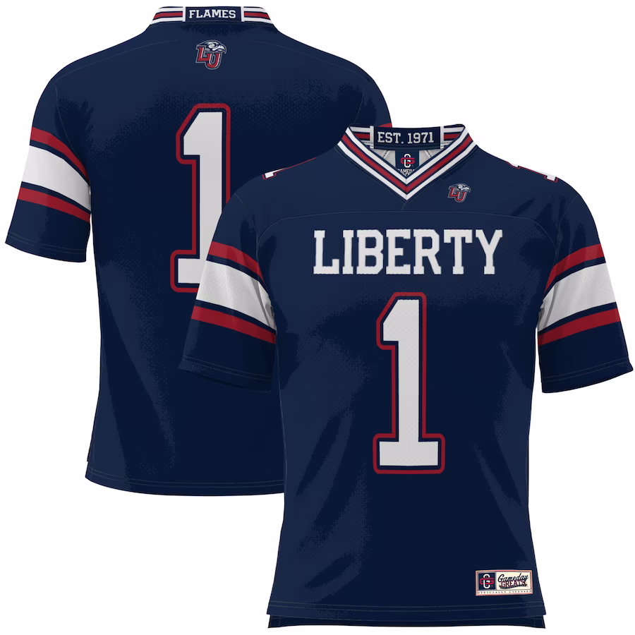 #1 Liberty Flames GameDay Greats Football Jersey - Navy - ujerseystore