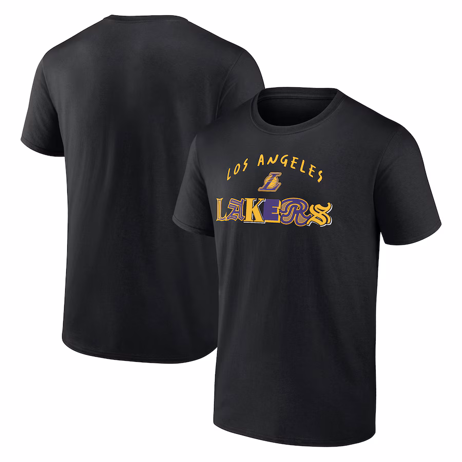 Men's Los Angeles Lakers  Black Graffiti Arch T-Shirt - ujerseystore
