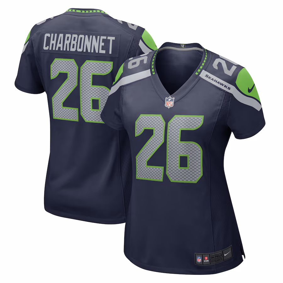 Women's Seattle Seahawks Zach Charbonnet Nike College Navy  Game Jersey - ujerseystore