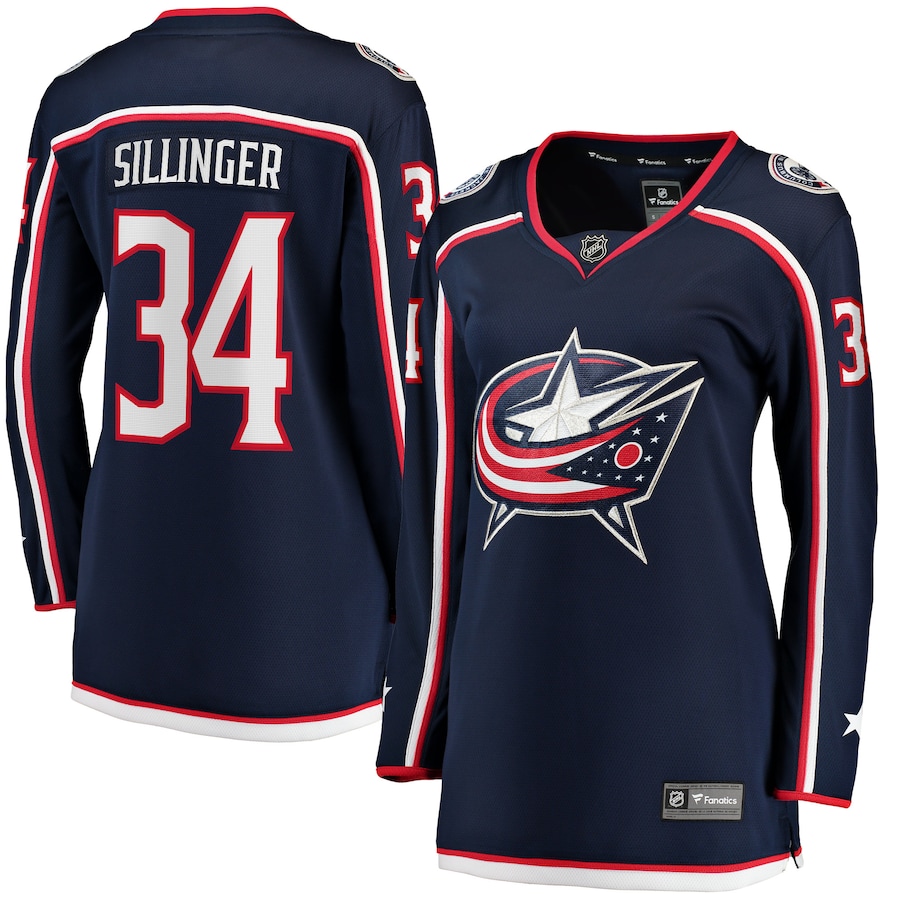 Women's Columbus Blue Jackets Cole Sillinger Fanatics Navy Home Breakaway Player Jersey - ujerseystore