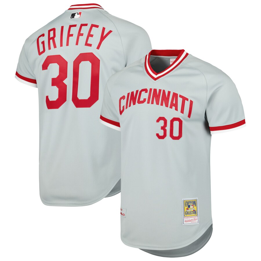 Men's Cincinnati Reds Ken Griffey Jr. Mitchell & Ness Gray 2004 Cooperstown Collection Authentic Throwback Jersey - ujerseystore