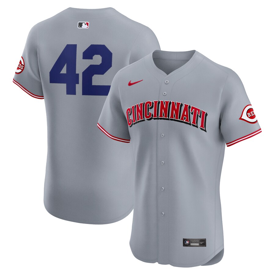 Men's Cincinnati Reds Nike Gray Road 2024 Jackie Robinson Day Elite Jersey - ujerseystore