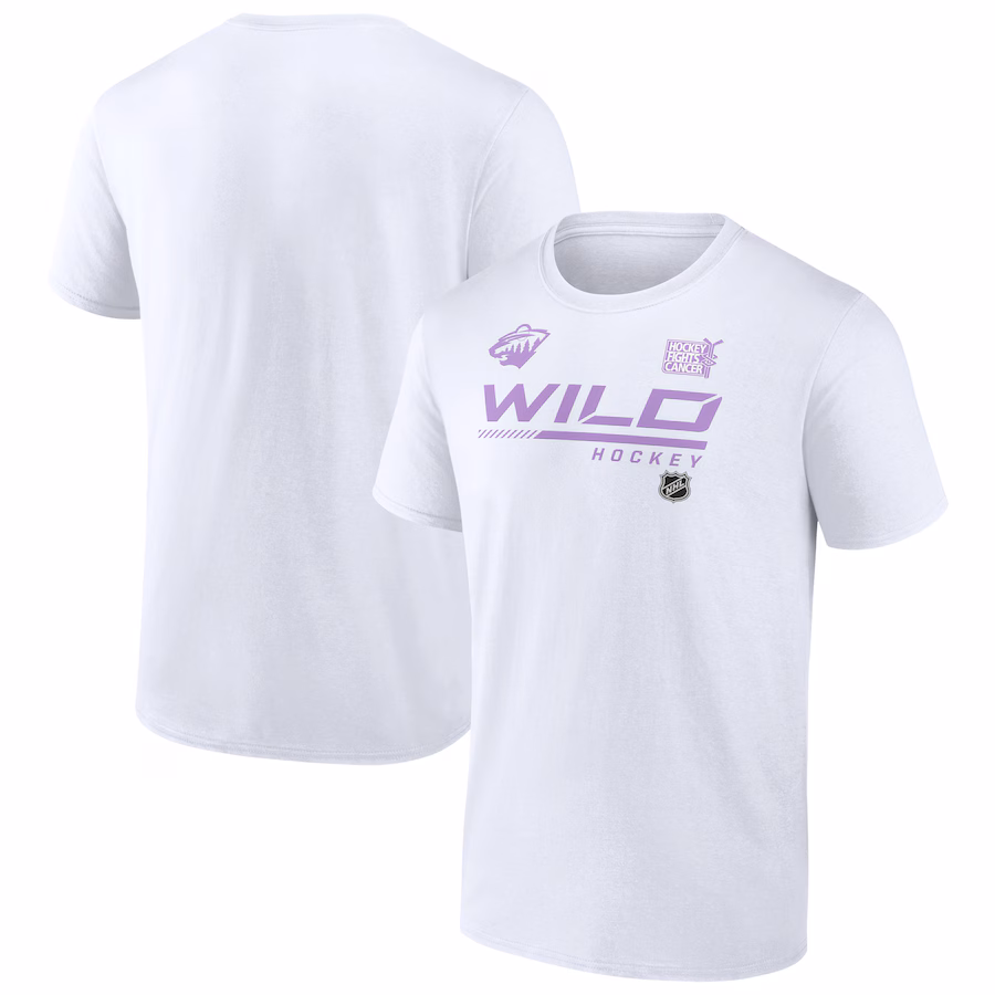 Men's Minnesota Wild White NHL Hockey Fights Cancer T-Shirt - ujerseystore
