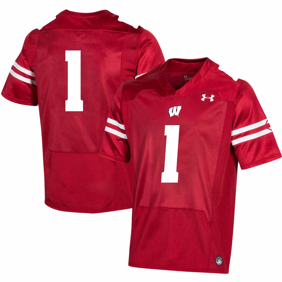 #1 Wisconsin Badgers Under Armour Replica Football Jersey - Red - ujerseystore