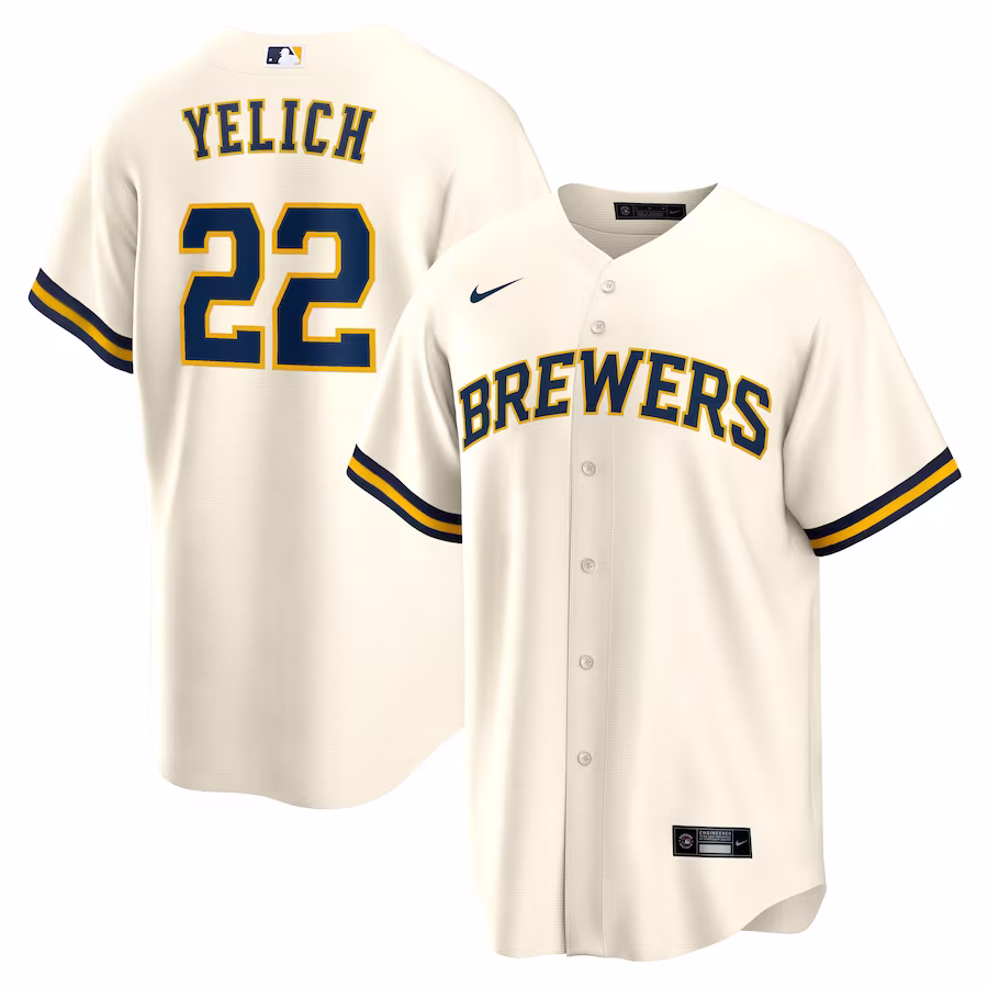 Men's Milwaukee Brewers Christian Yelich Nike Cream Alternate Replica Player Jersey - ujerseystore