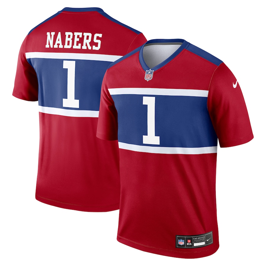 Men's New York Giants Malik Nabers Nike Red Alternate Legend Player Performance Top - ujerseystore