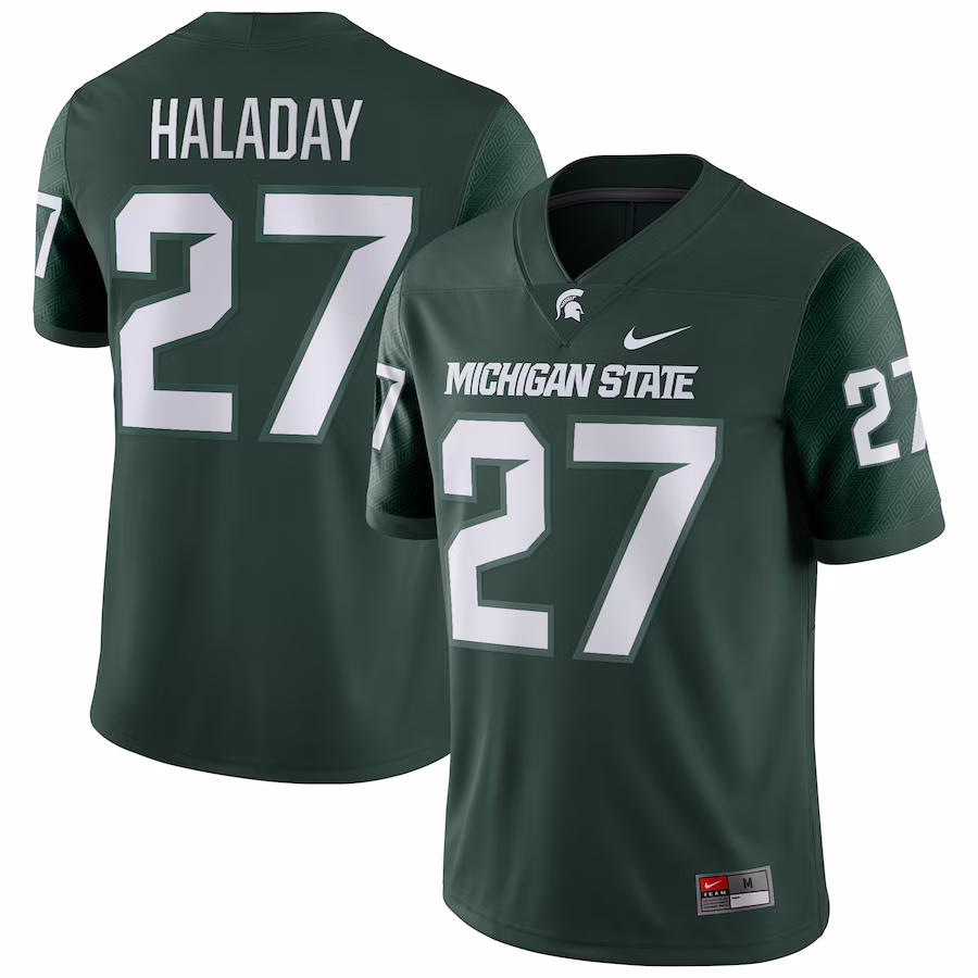 Cal Haladay Michigan State Spartans Nike Player Game Jersey - Green - ujerseystore
