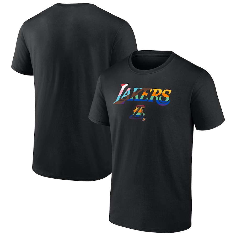 Men's Los Angeles Lakers Black Logo Pride T-Shirt - ujerseystore