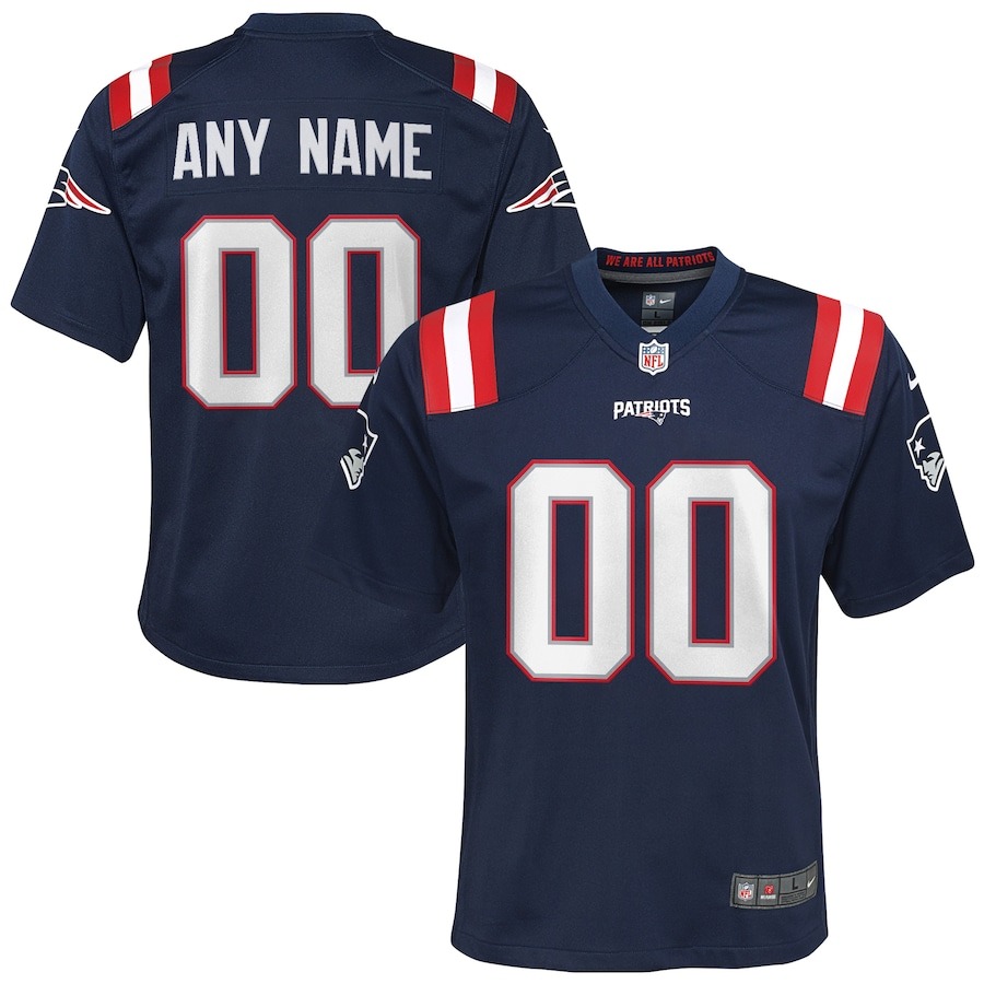 Youth New England Patriots Nike Navy Custom Game Jersey - ujerseystore