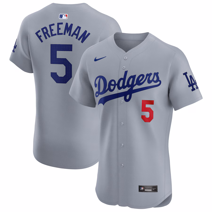 Men's Los Angeles Dodgers Freddie Freeman Nike Gray Alternate Elite Player Jersey - ujerseystore