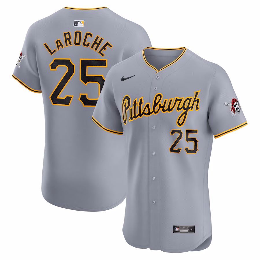 Men's Pittsburgh Pirates Adam LaRoche Nike Gray Road Elite Player Jersey - ujerseystore