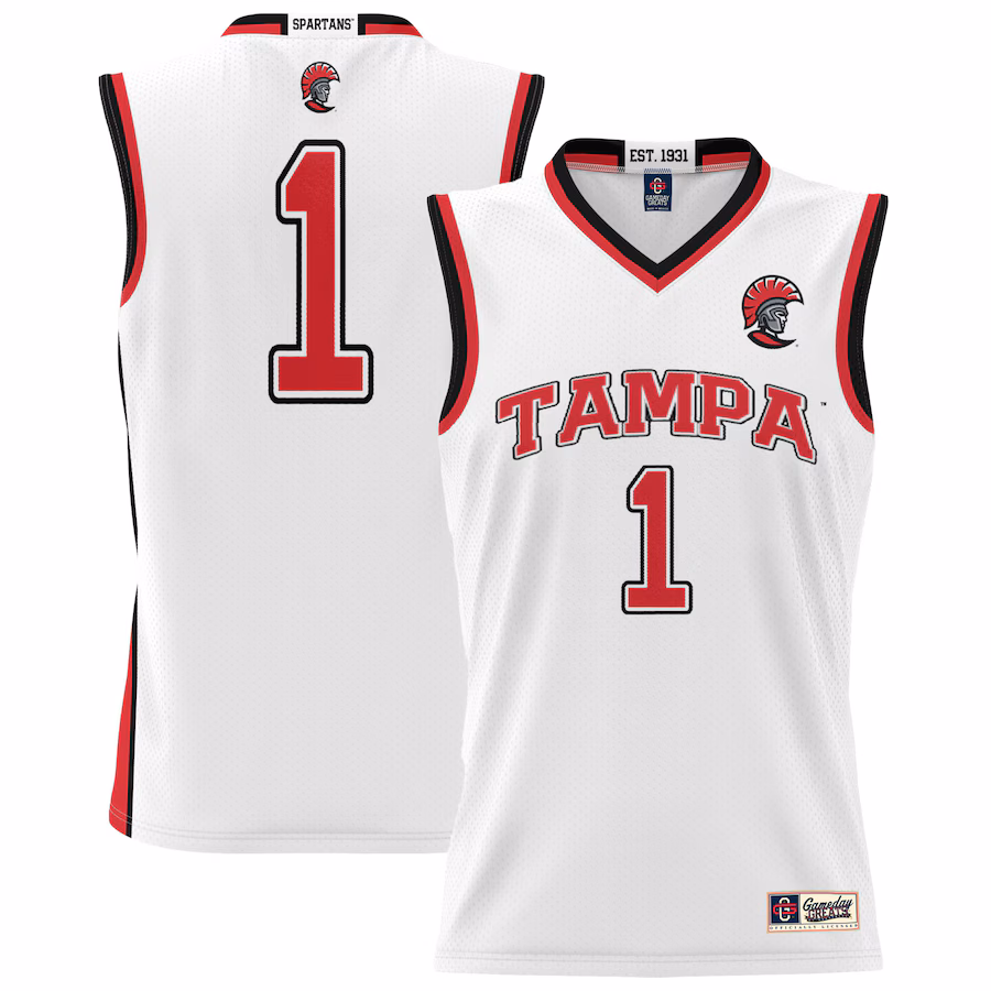 Youth GameDay Greats #1 White Tampa Spartans Lightweight Basketball Jersey - ujerseystore