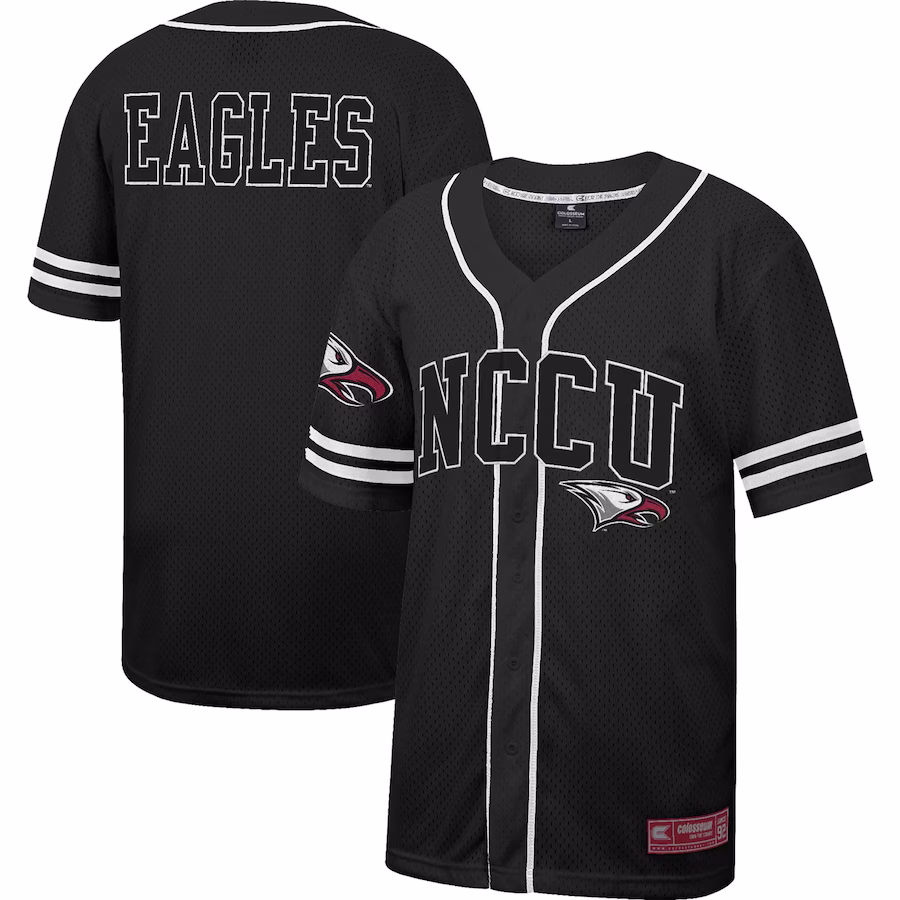 North Carolina Central Eagles Colosseum Free Spirited Mesh Button-Up Baseball Jersey - Black - ujerseystore