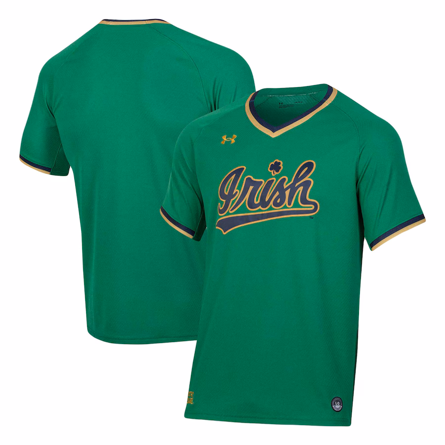 Men's Under Armour Green Notre Dame Fighting Irish Softball V-Neck Jersey - ujerseystore