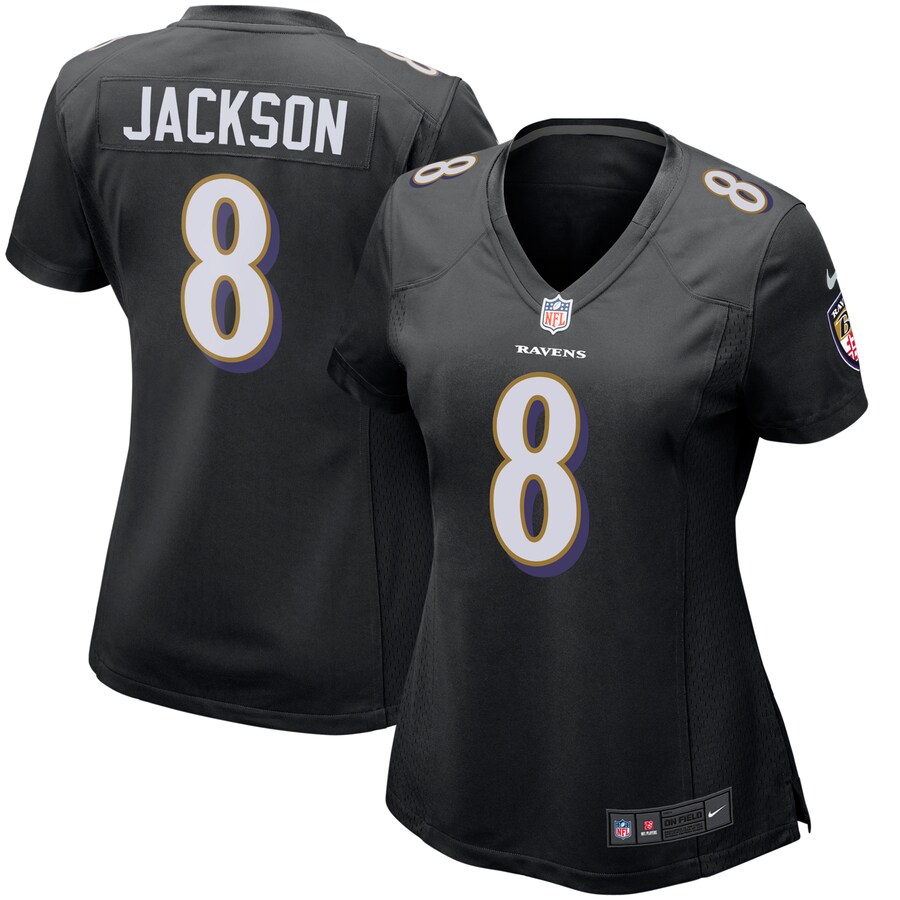 Women's Baltimore Ravens Lamar Jackson Nike Black Game Event Jersey - ujerseystore