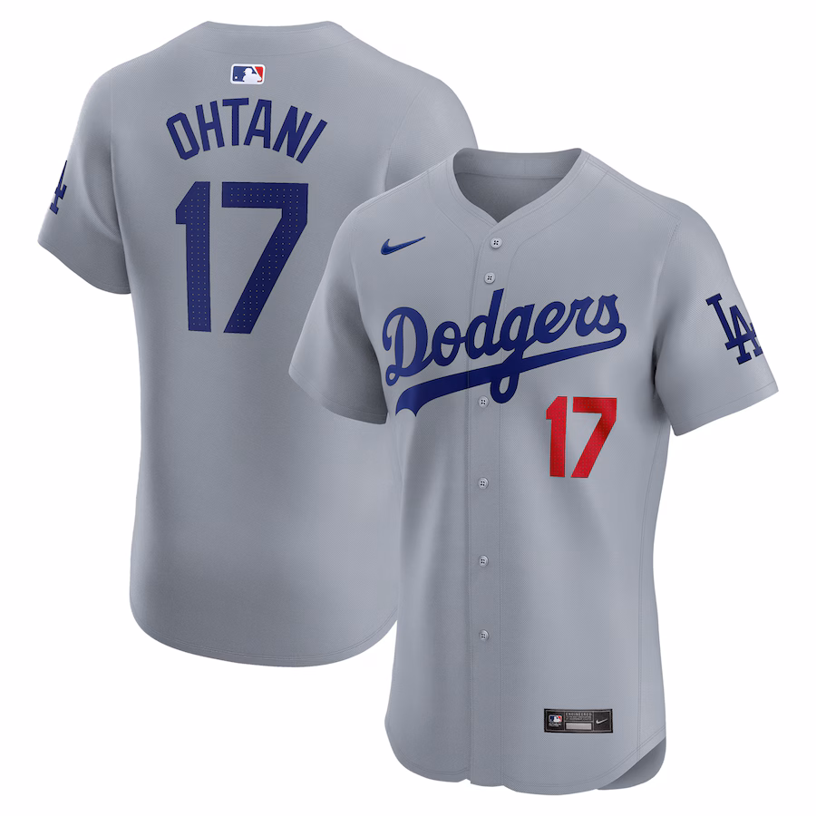Men's Los Angeles Dodgers Shohei Ohtani Nike Gray Alternate Elite Jersey - ujerseystore