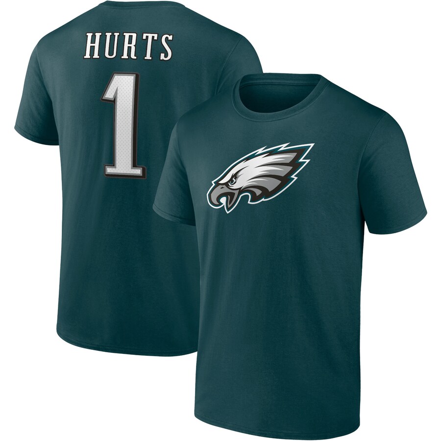 Men's Philadelphia Eagles Jalen Hurts Fanatics Midnight Green Player Icon T-Shirt - ujerseystore
