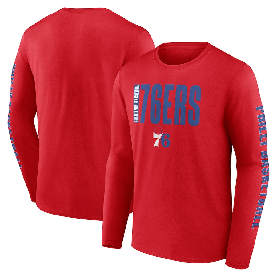 Men's Philadelphia 76ers Red Vision Long Sleeve T-Shirt - ujerseystore