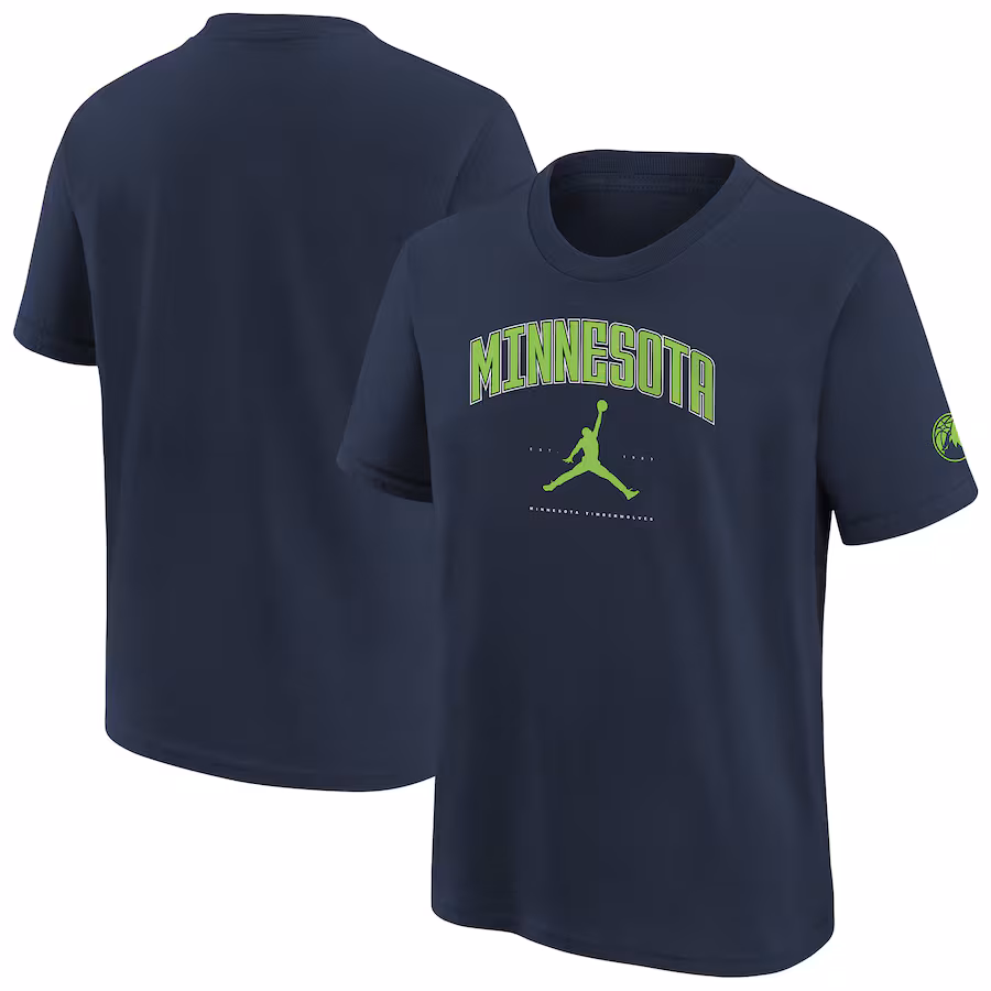 Youth Minnesota Timberwolves Jordan Brand Navy Essential Cities T-Shirt - ujerseystore