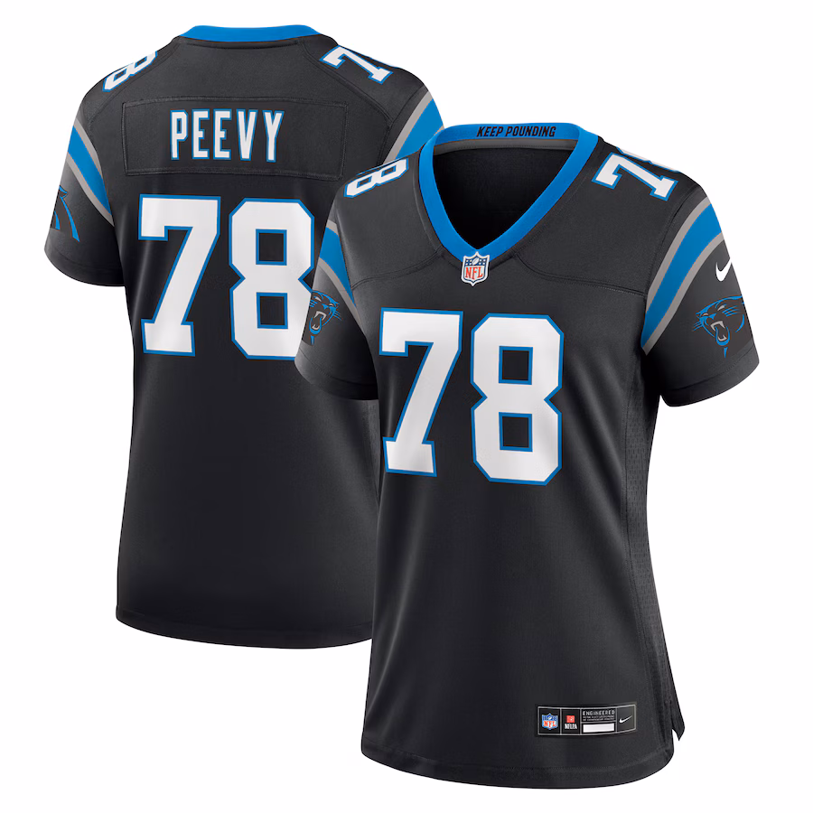 Women's Carolina Panthers Jayden Peevy Nike  Black  Game Jersey - ujerseystore