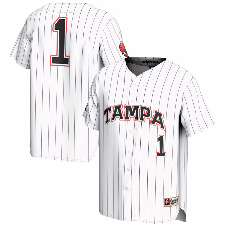 Men's GameDay Greats #1 White Tampa Spartans Lightweight Baseball Jersey - ujerseystore