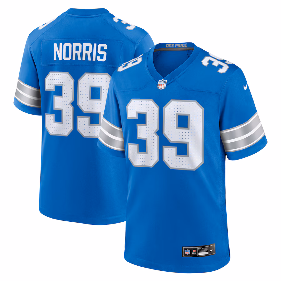 Men's Detroit Lions Morice Norris Nike  Blue Game Jersey - ujerseystore