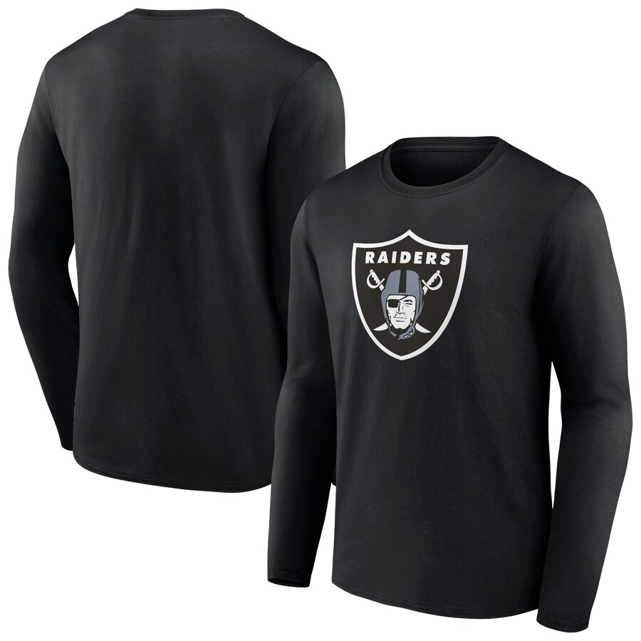 Men's Las Vegas Raiders Black Primary Team Logo Long Sleeve T-Shirt - ujerseystore