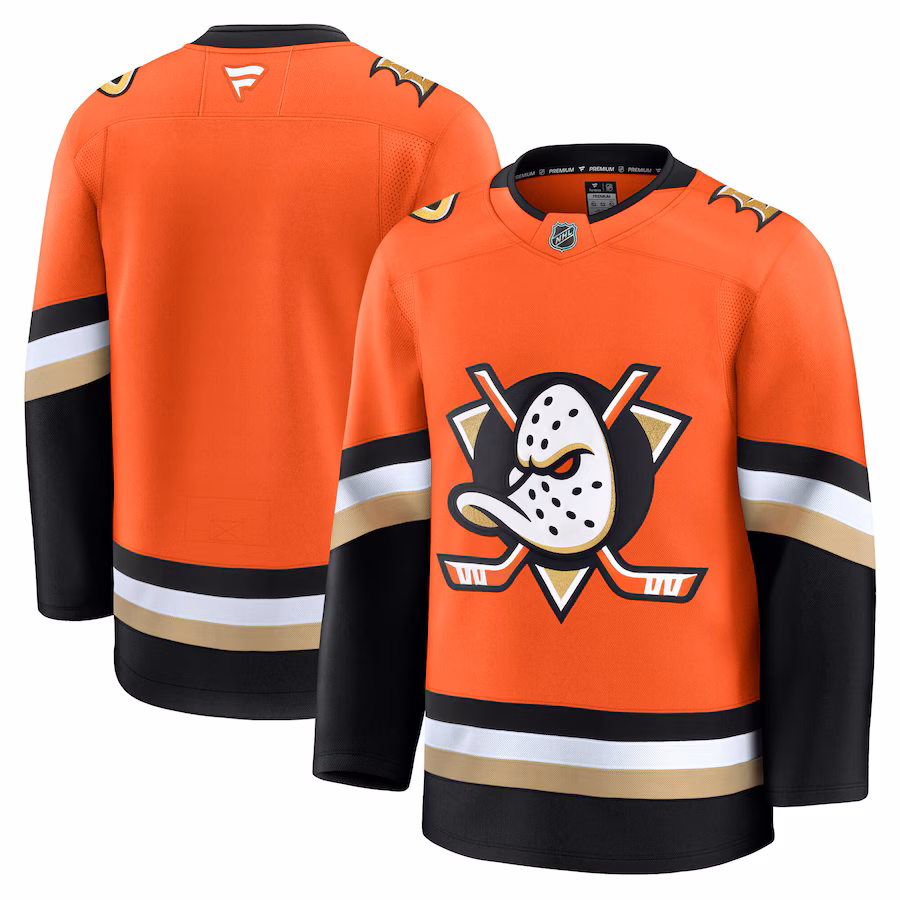 Men's Anaheim Ducks Fanatics Orange Home Premium Jersey - ujerseystore