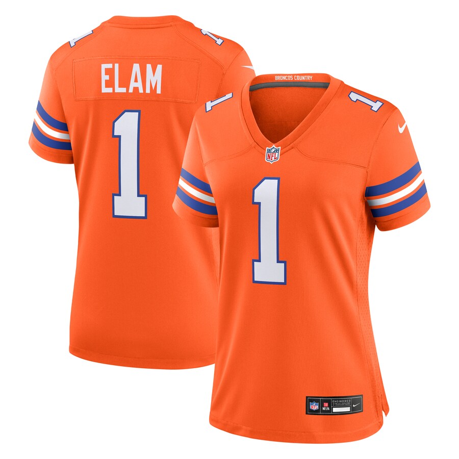Women's Denver Broncos Jason Elam Nike Orange Mile High Collection 1977 Throwback Retired Player Game Jersey - ujerseystore