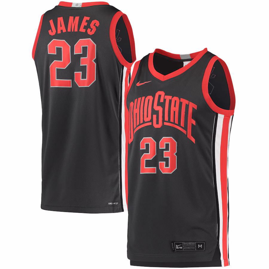 Men's Nike LeBron James Charcoal Ohio State Buckeyes Limited Basketball Jersey - ujerseystore