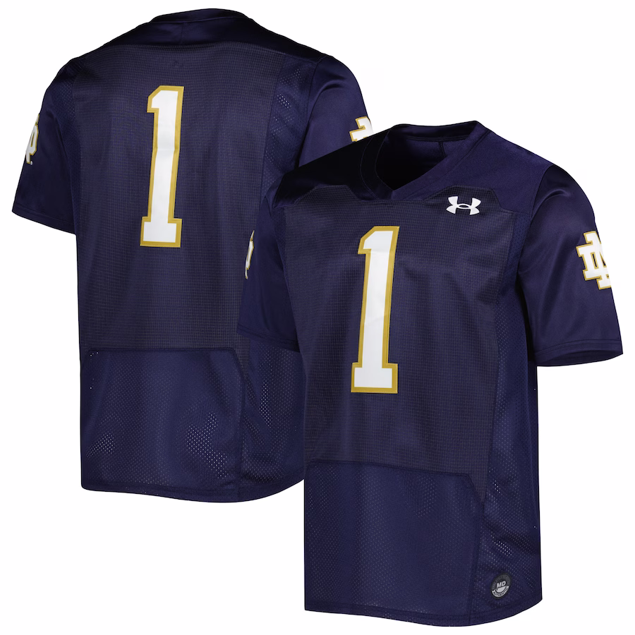 #1 Notre Dame Fighting Irish Under Armour Premier Limited Jersey - Navy - ujerseystore