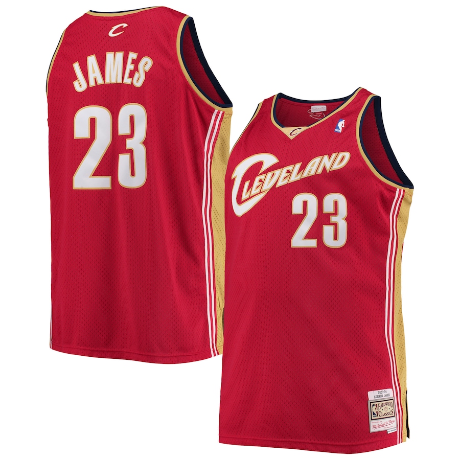 Men's Cleveland Cavaliers LeBron James Mitchell & Ness Red 2003/04 Big & Tall Hardwood Classics Swingman Jersey - ujerseystore