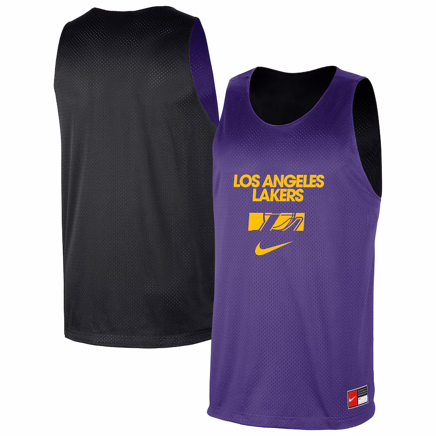 Men's Los Angeles Lakers Nike Purple/Black Courtside Reversible Mesh Practice Jersey - ujerseystore