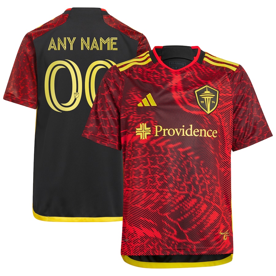 Youth Seattle Sounders FC  adidas Red 2024 The Bruce Lee Kit Replica Custom Jersey - ujerseystore