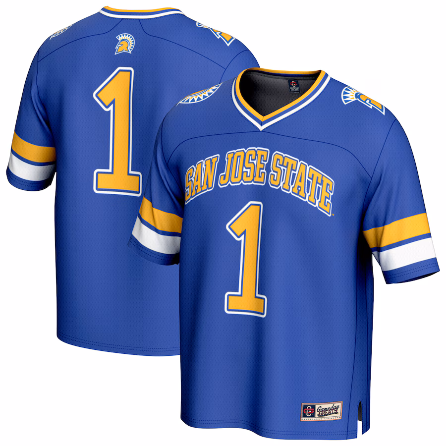 Youth GameDay Greats #1 Royal San Jose State Spartans Lightweight Collegiate Football Fashion Jersey - ujerseystore