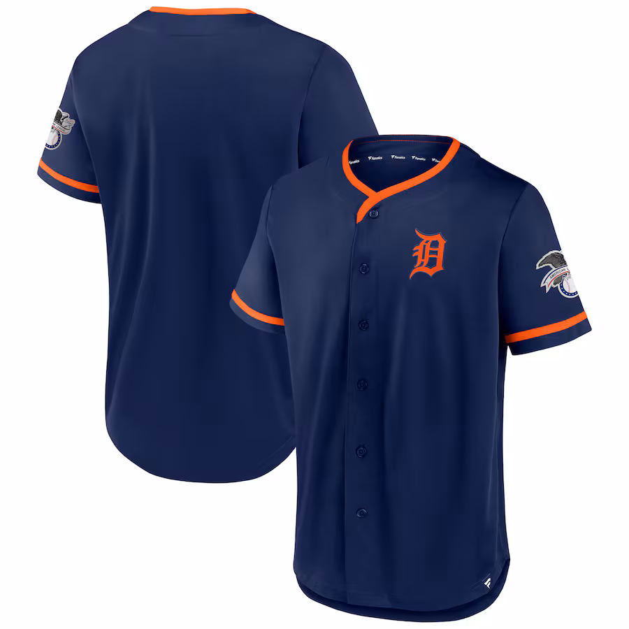 Men's Detroit Tigers Fanatics Navy Iconic Button-Up Top - ujerseystore