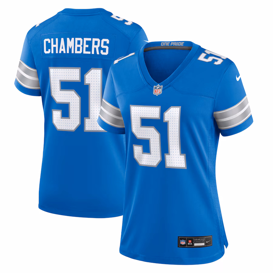 Women's Detroit Lions Steele Chambers Nike  Blue Game Jersey - ujerseystore