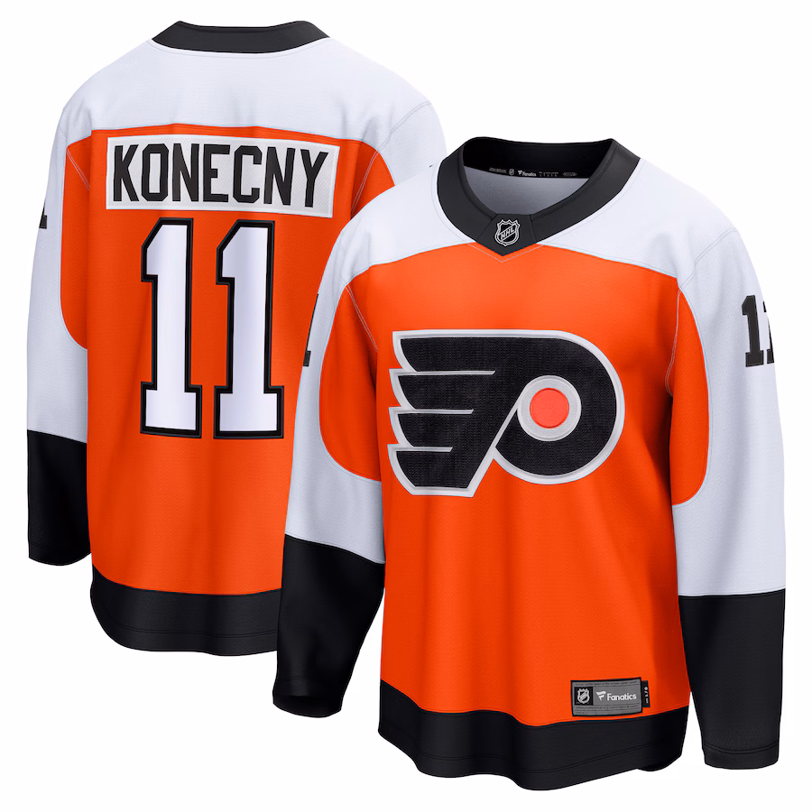 Men's Philadelphia Flyers Travis Konecny Fanatics Orange Home Premier Breakaway Player Jersey - ujerseystore