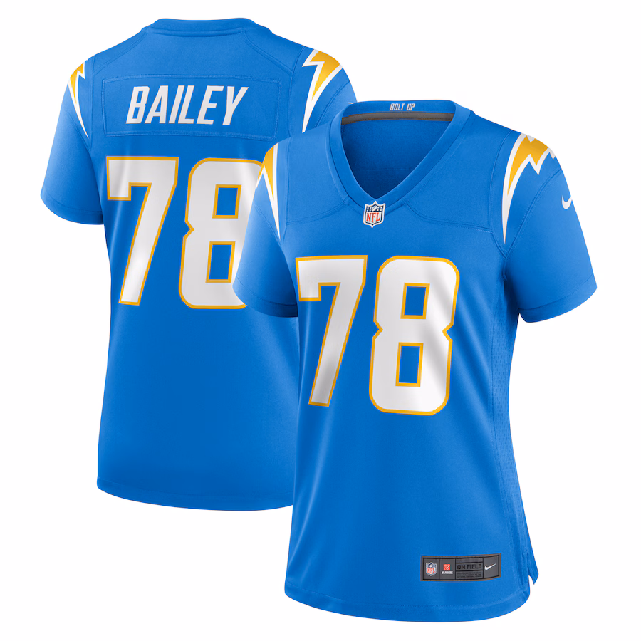 Women's Los Angeles Chargers Zack Bailey Nike Powder Blue Player Game Jersey - ujerseystore