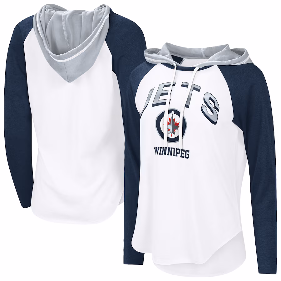 Women's Winnipeg Jets G-III 4Her by Carl Banks White VIP Raglan Long Sleeve Hoodie T-Shirt - ujerseystore
