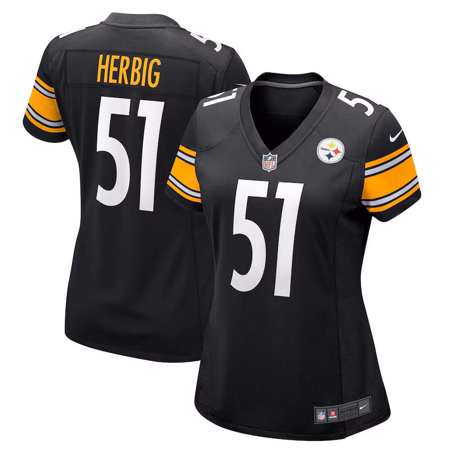 Women's Pittsburgh Steelers Nick Herbig Nike  Black  Game Jersey - ujerseystore