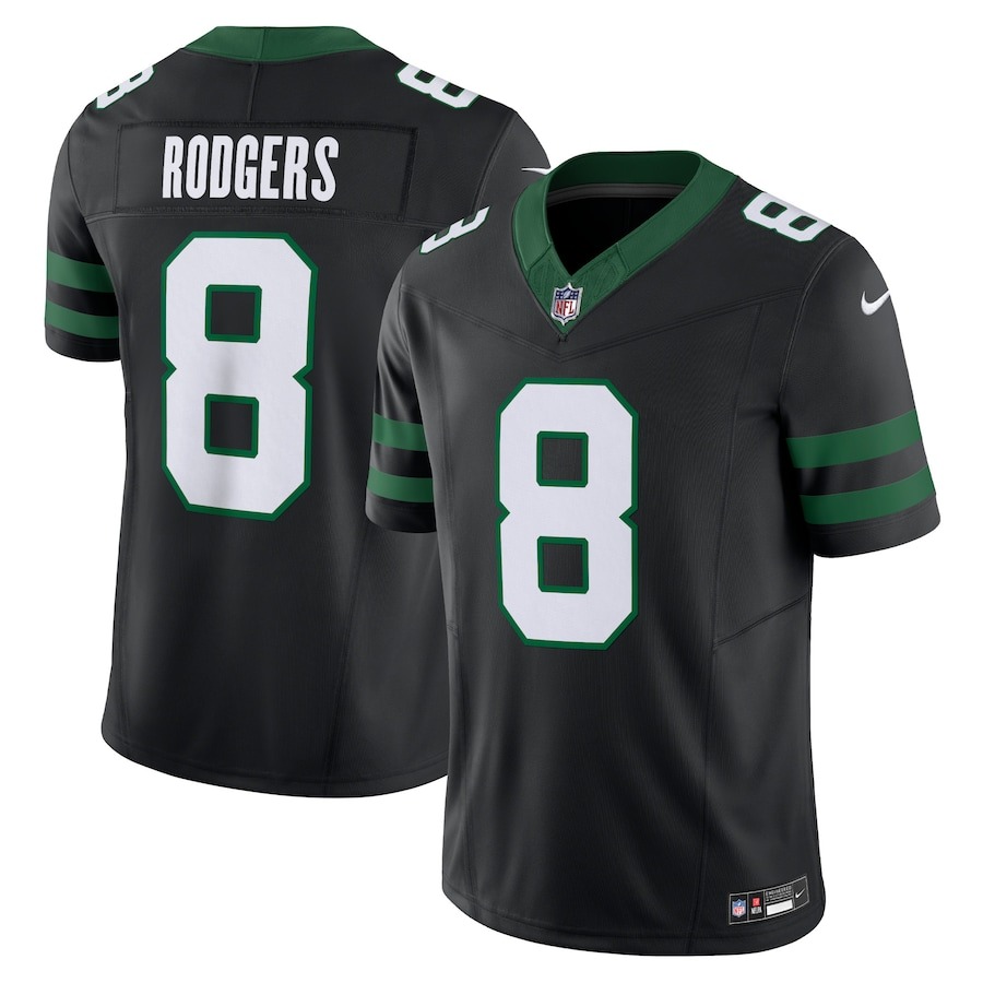 Men's New York Jets Aaron Rodgers Nike Legacy Black Alternate Vapor F.U.S.E. Limited Jersey - ujerseystore