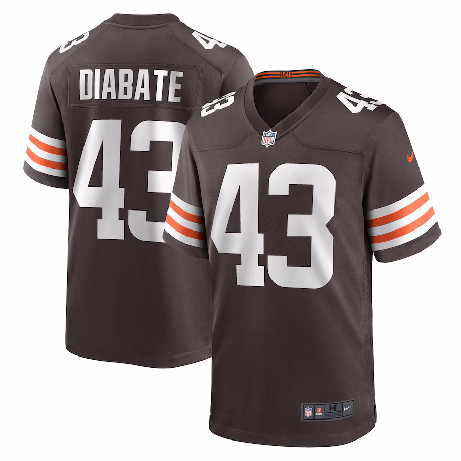 Men's Cleveland Browns Mohamoud Diabate Nike  Brown Team Game Jersey - ujerseystore