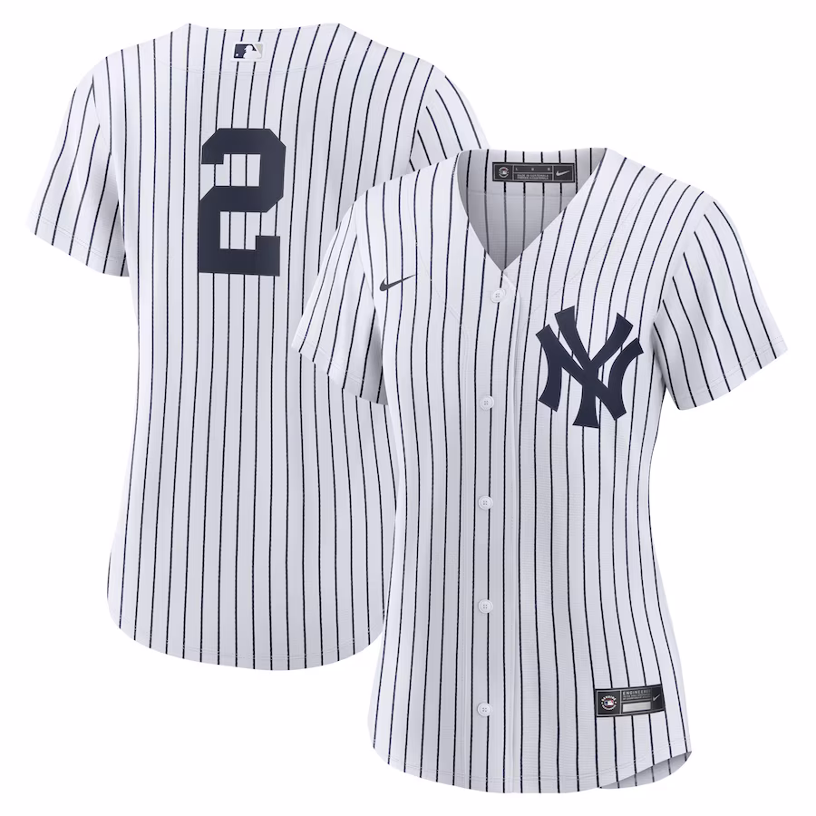 Women's New York Yankees Derek Jeter Nike White/Navy Home Replica Player Jersey - ujerseystore
