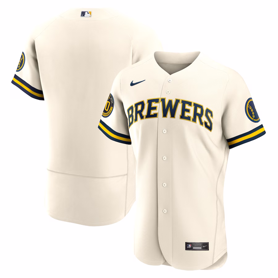 Men's Milwaukee Brewers Nike Cream Home Authentic Team Jersey - ujerseystore