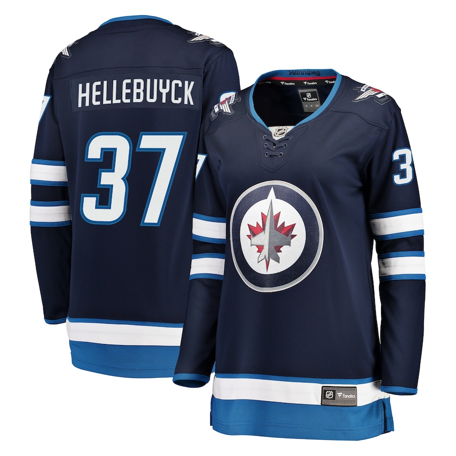 Women's Winnipeg Jets Connor Hellebuyck Fanatics Navy Breakaway Jersey - ujerseystore