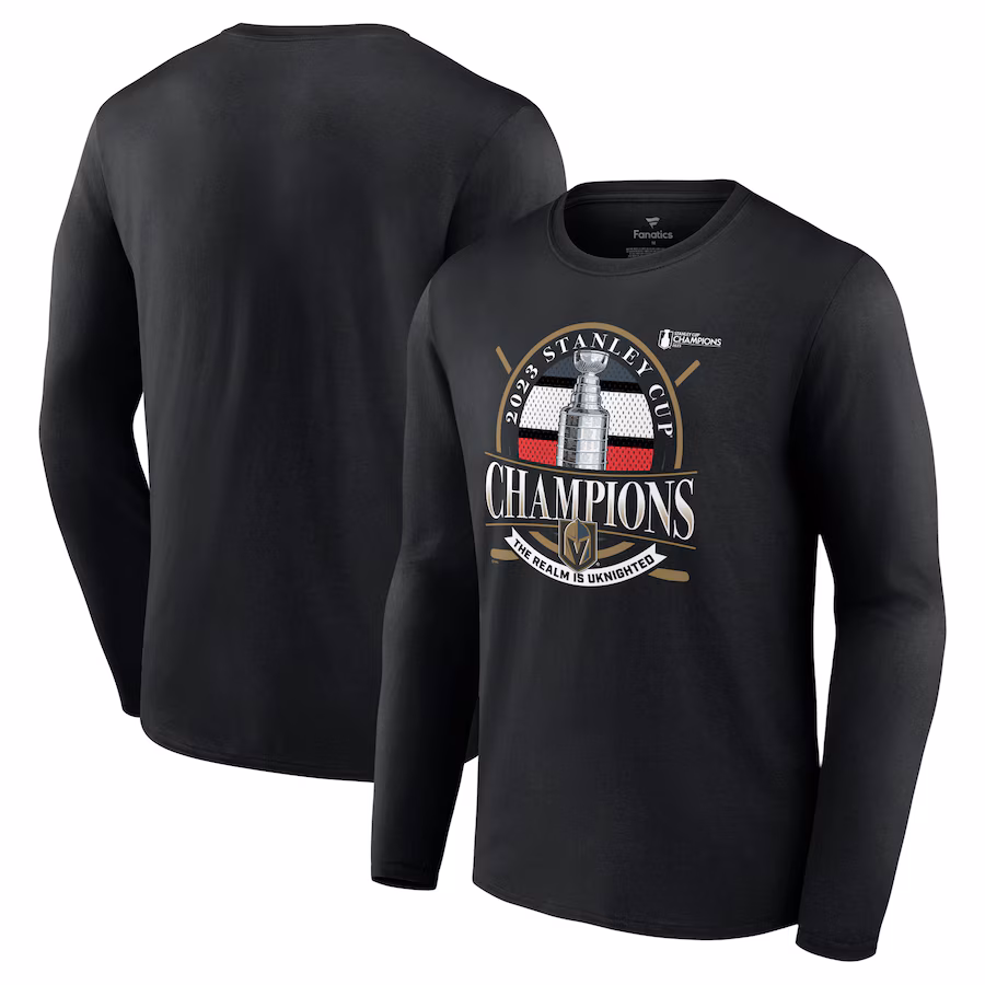 Men's Vegas Golden Knights Fanatics Black 2023 Stanley Cup Champions Rally Cry Long Sleeve T-Shirt - ujerseystore
