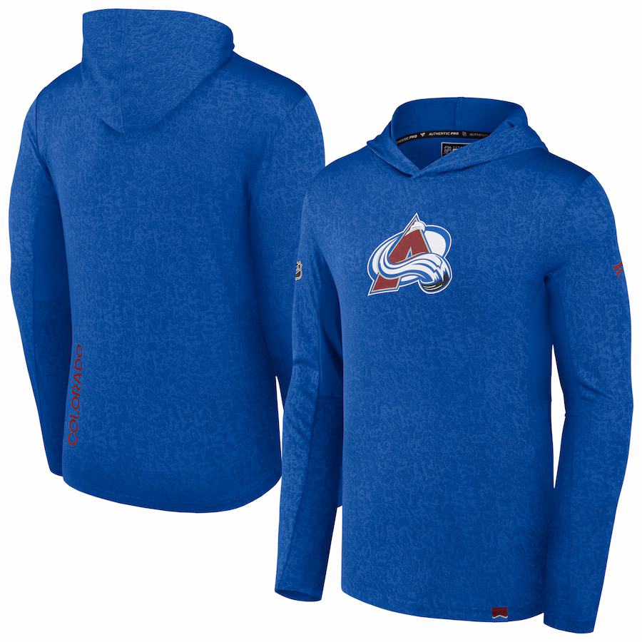 Men's Colorado Avalanche Fanatics Blue Authentic Pro Lightweight Pullover Hoodie - ujerseystore